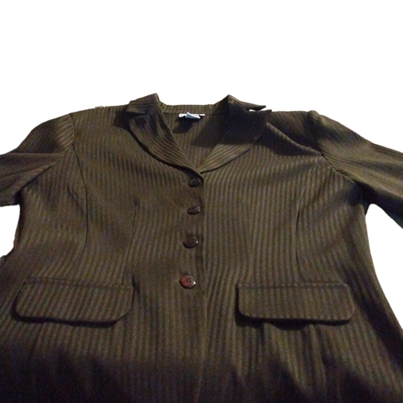 K.C. Spencer New York Blazer Deep Brown Pinstripe Office Casual Girl Boss 10 - Picture 9 of 10